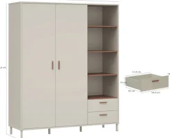 FORTE Kleiderschrank »Milles« trendiges Dekor, Vollauszug Schubkästen, Metallbeine