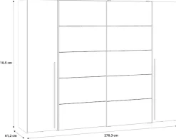 FORTE Kleiderschrank »Narago, Kombischrank mit Spiegel« B/H/T ca. 270/210/61cm,Schwebetüren in Kombination mit Drehtüren, Made in Europe