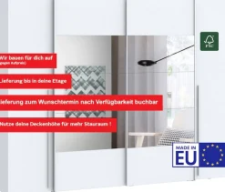 FORTE Kleiderschrank »Narago, Kombischrank mit Spiegel« B/H/T ca. 270/210/61cm,Schwebetüren in Kombination mit Drehtüren, Made in Europe