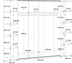 FORTE Kleiderschrank »Narago, Kombischrank mit Spiegel« B/H/T ca. 270/210/61cm,Schwebetüren in Kombination mit Drehtüren, Made in Europe