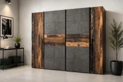 FORTE Kleiderschrank »Narago, Kombischrank, Paneelewechselbar« B/H/T ca. 270/210/61cm,Kombination aus Schwebetüren mit seitlichen Drehtüren, Made in Europe