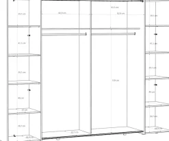 FORTE Kleiderschrank »Narago, Kombischrank, Paneelewechselbar« B/H/T ca. 270/210/61cm,Kombination aus Schwebetüren mit seitlichen Drehtüren, Made in Europe
