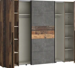FORTE Kleiderschrank »Narago, Kombischrank, Paneelewechselbar« B/H/T ca. 270/210/61cm,Kombination aus Schwebetüren mit seitlichen Drehtüren, Made in Europe