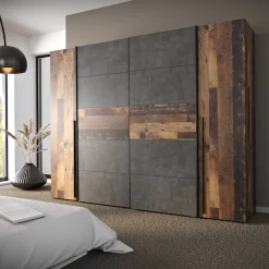 FORTE Kleiderschrank »Narago, Kombischrank, Paneelewechselbar« B/H/T ca. 270/210/61cm,Kombination aus Schwebetüren mit seitlichen Drehtüren, Made in Europe