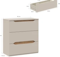 FORTE Kommode B/H/T 81,5/92,3/41,5 cm Kommode ohne Griffe