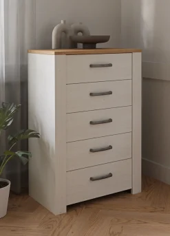 FORTE Kommode »Bohol« B/H/T71,7/106,2/42 cm, 5 Schubkästen, Landhaus