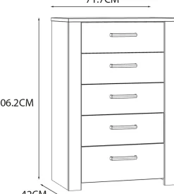 FORTE Kommode »Bohol« B/H/T71,7/106,2/42 cm, 5 Schubkästen, Landhaus