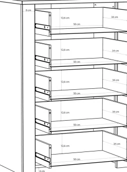 FORTE Kommode »Bohol« B/H/T71,7/106,2/42 cm, 5 Schubkästen, Landhaus