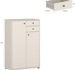 FORTE Kommode »Tempra, Kommode, 2 Türen, 2 Schubkästen, viel Stauraum« B/H/T 73,7/111,1/34,8 cm