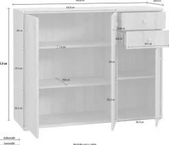 FORTE Kommode »Tempra, Kommode, 3 Türen, 2 Schubkästen, viel Stauraum« Breite 108,8 cm