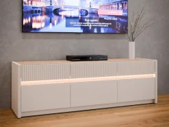 FORTE Lowboard »Oak Squere TV-Board inklusive Beleuchtung« B7H/T 160 cm/50,7/41,5 cm, Beleuchtung, grifflos, Klappen