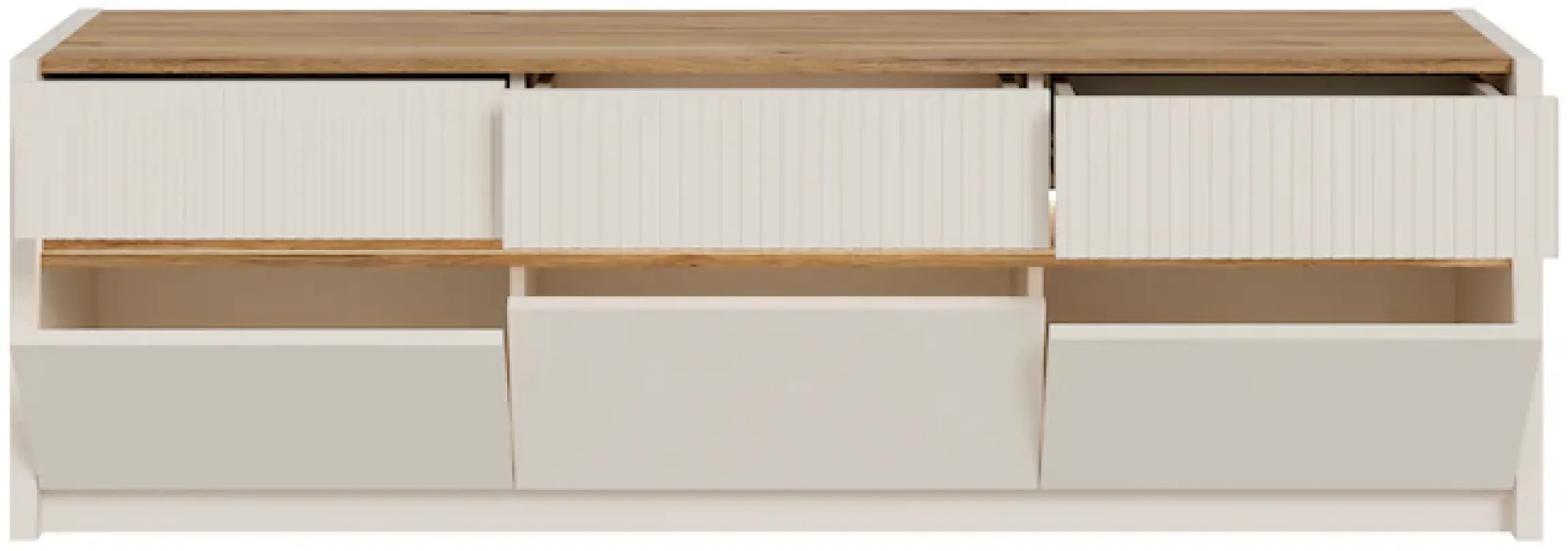 FORTE Lowboard »Oak Squere TV-Board inklusive Beleuchtung« B7H/T 160 cm/50,7/41,5 cm, Beleuchtung, grifflos, Klappen