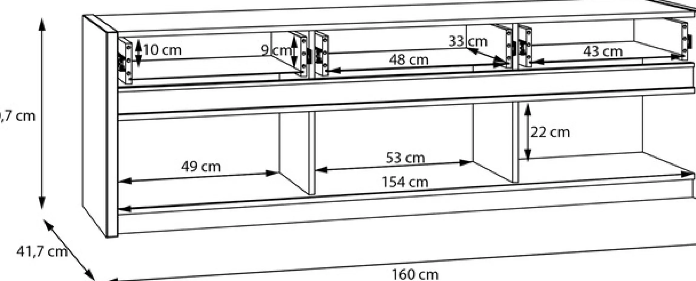 FORTE Lowboard »Oak Squere TV-Board inklusive Beleuchtung« B7H/T 160 cm/50,7/41,5 cm, Beleuchtung, grifflos, Klappen