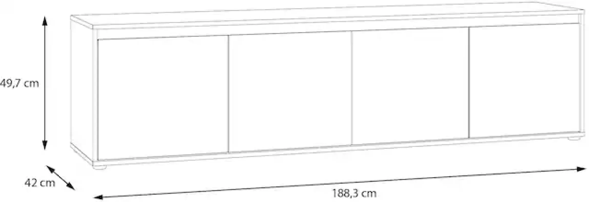 FORTE Lowboard »TV-Board groß Breite ca 190 cm« B/H/T 188,3/49,7/42 cm,grifflose Front, viel Stauraum,