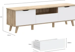 FORTE Lowboard »Vankka TV-Bank, TV-Board groß« B/H/T 179,1/54,3/41,7 cm,TV-Teil , ca. 180 cm breit, viel Stauraum, Echtholzbeine