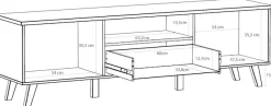 FORTE Lowboard »Vankka TV-Bank, TV-Board groß« B/H/T 179,1/54,3/41,7 cm,TV-Teil , ca. 180 cm breit, viel Stauraum, Echtholzbeine
