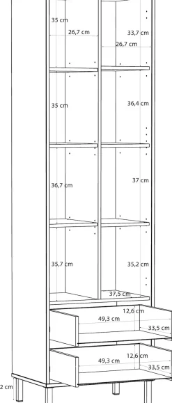 FORTE Mehrzweckregal »Milles« Metallbeine, trendiges Dekor, Vollauszug B/H/T 58,9/201,6/41,5