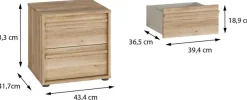 FORTE Nachtkommode »Viel Stauraum, 2 Schubkästen« B/H/T 43,4/43,3/41,7 cm; Schubkästen mit Vollauszug