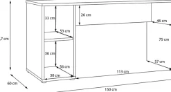 FORTE Schreibtisch »Alice Springs, Schreibtisch mit 2 offenen Fächern, zeitlos« B/H/T 150/76,7/60 cm offene Fächer