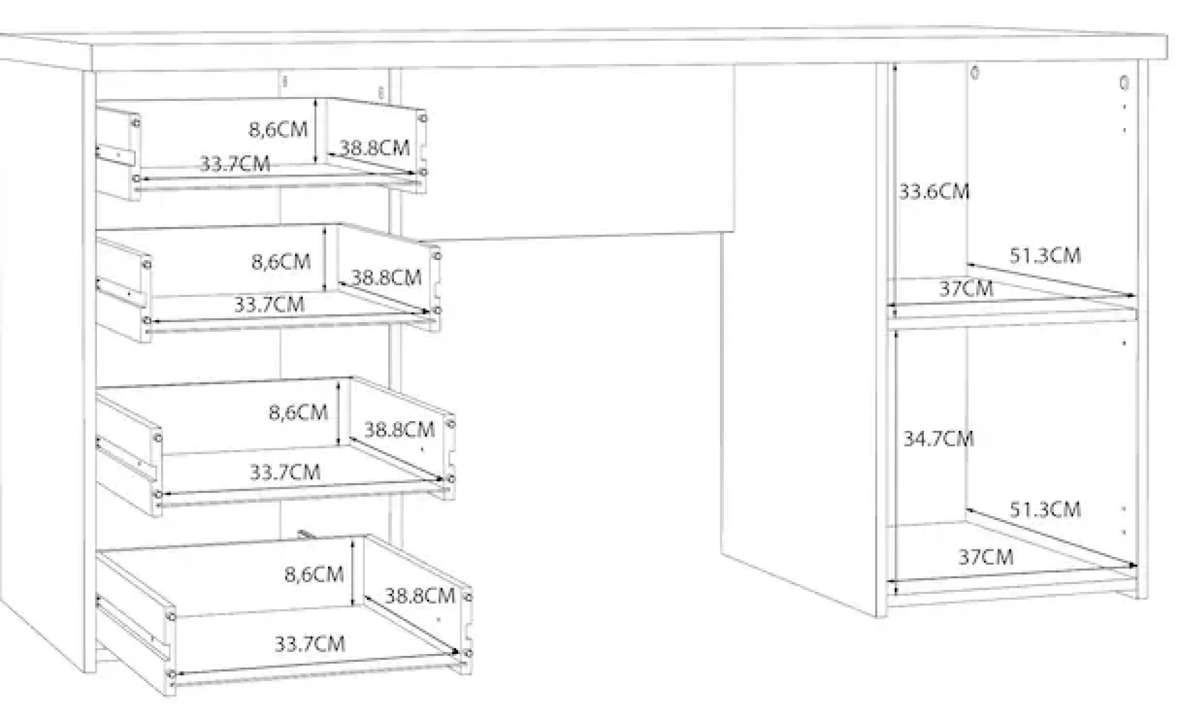 FORTE Schreibtisch »Netta« Breite 145 cm, mit Schubladen