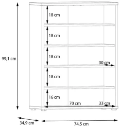 FORTE Schuhschrank »Alice Springs, Schuhschrank, Platz für 15 Paar Schuhe, 2 Türen« B/H/T 74,5/99,1/34,9 cm,Stauraumschrank, Mehrzweckschrank, grifflose Front, Push to open