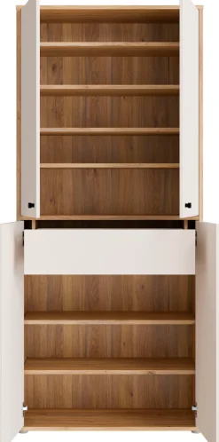 FORTE Schuhschrank Metallgriffe Schwarz, Soft Close, Vollauszug