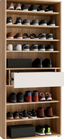 FORTE Schuhschrank Metallgriffe Schwarz, Soft Close, Vollauszug