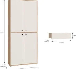 FORTE Schuhschrank Metallgriffe Schwarz, Soft Close, Vollauszug