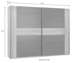 FORTE Schwebetürenschrank »Bellevue, viel Stauraum« mit schwarzen Metallgriffleisten, ca. 270x210cm,