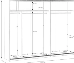 FORTE Schwebetürenschrank »Bellevue, viel Stauraum« mit schwarzen Metallgriffleisten, ca. 270x210cm,