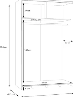 FORTE Schwebetürenschrank »2 Schiebetüren, Made in Europe, stabil und zeitlos« 5 Breiten: 120 -200cm, Höhe ca. 190cm,in verschiedenen Farben und Breiten