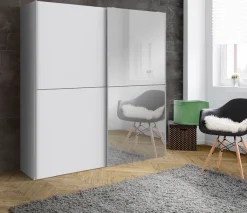 FORTE Schwebetürenschrank »"White Kiss",Made in Europe, ideal für kleine Räume« B/H/T ca. 170x190x61cm,mit Spiegel und 2 Schiebetüren
