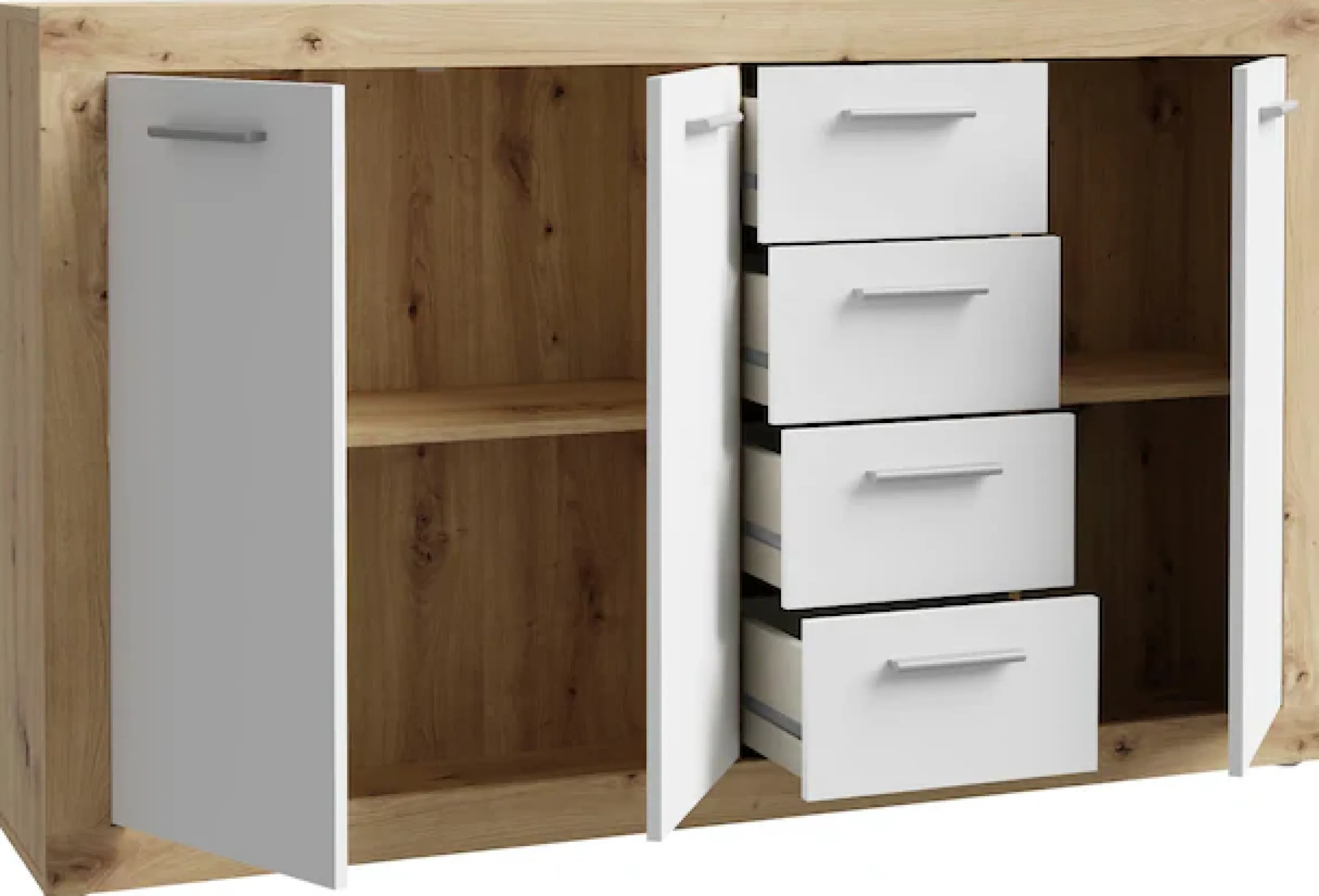 FORTE Sideboard »Baccio« Breite 153 cm, Höhe 92 cm, 3 Türen und 4 Schubkästen