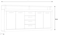 FORTE Sideboard B/H/T 197,5/94,4/36,3 cm, viel Stauraum
