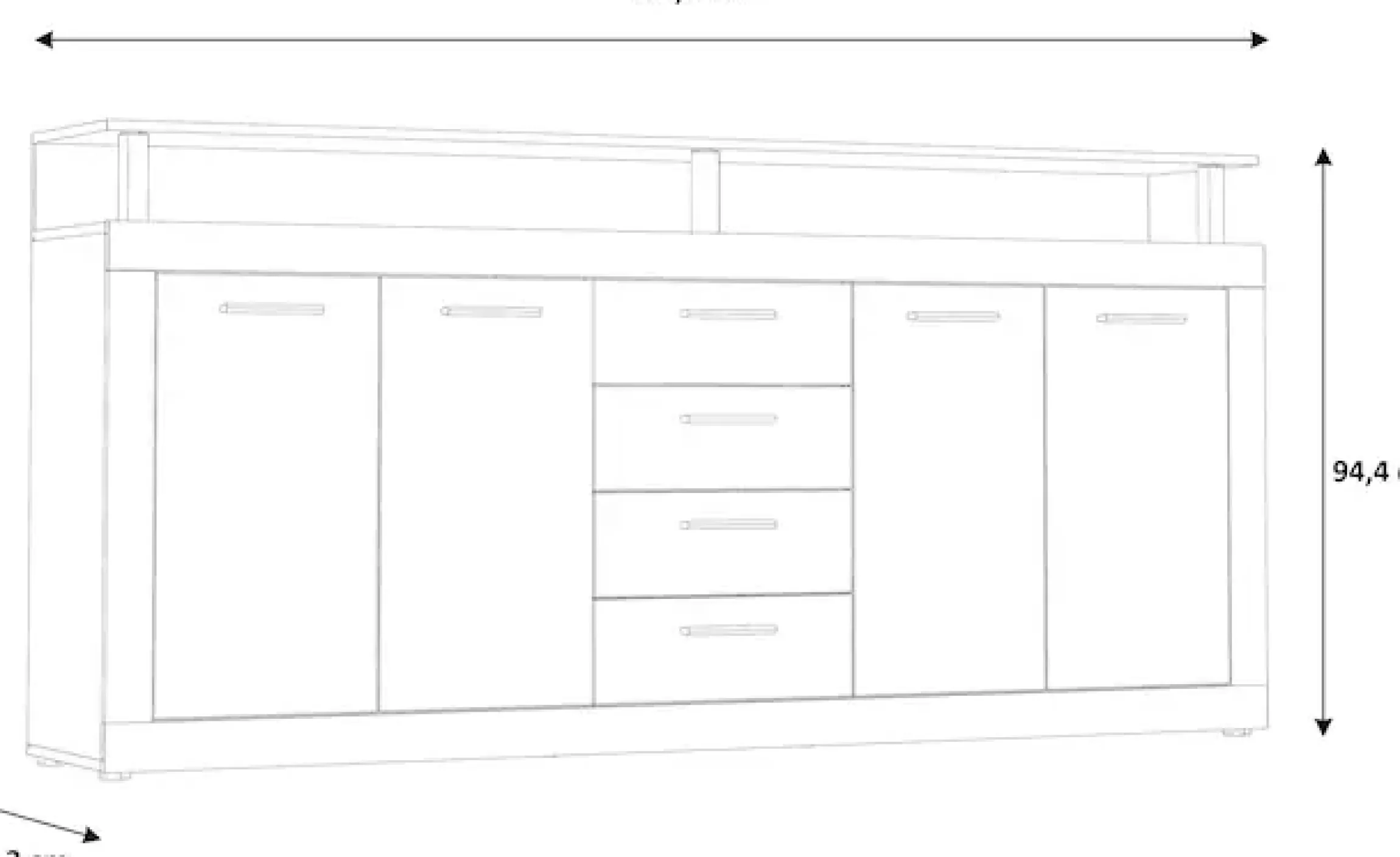 FORTE Sideboard B/H/T 197,5/94,4/36,3 cm, viel Stauraum