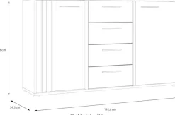 FORTE Sideboard »Cardigan« Sideboard, 2 farbig, Stauraum, Schubkasten , Soft Close,Breite 142,6cm