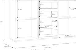 FORTE Sideboard »Cardigan« Sideboard, 2 farbig, Stauraum, Schubkasten , Soft Close,Breite 142,6cm