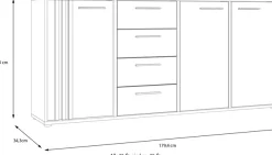 FORTE Sideboard »Cardigan« Sideboard, 2 farbig, Stauraum, Schubkasten , Soft Close,Breite 179,4cm