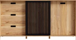 FORTE Sideboard »Jytana« Breite 174,8 cm, Tür mit Lamellenoptik, Mauvella Eiche / Schwarz