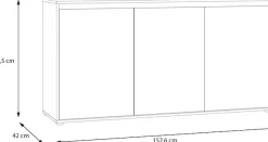 FORTE Sideboard »Kommode groß Breite ca 152 cm« B/H/T 152,3/78,5/42 cm,grifflose Front, viel Stauraum,