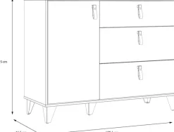 FORTE Sideboard »Lya« Sideboard 3 Schubkästen, 1 Tür, Stauraum, Griffschlaufen