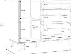FORTE Sideboard »Lya« Sideboard 3 Schubkästen, 1 Tür, Stauraum, Griffschlaufen