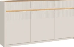 FORTE Sideboard »Oak Squere Sideboard Soft Close, SK Vollauszug« B/H/T 160/85,9/41,5 cm Beleuchtung, Soft Close, Lamellenoptik