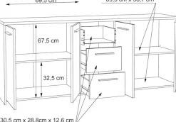 FORTE Sideboard »Sideboard, 180 cm Breit , 3 Schubkästen, viel Platz«