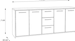 FORTE Sideboard »Sideboard, 180 cm Breit , 3 Schubkästen, viel Platz«
