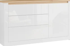 FORTE Sideboard »Sideboard, grifflos, Beleuchtung inklusive« B/H/T 156,4/89,8/41,6 cm, Front glänzend
