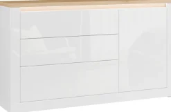 FORTE Sideboard »Sideboard, grifflos, Beleuchtung inklusive« B/H/T 156,4/89,8/41,6 cm, Front glänzend