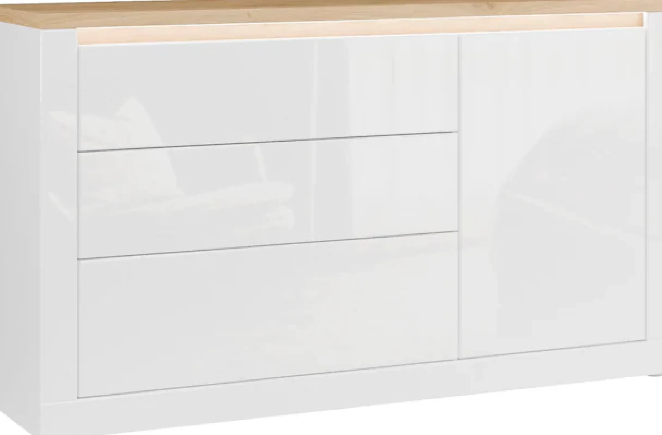 FORTE Sideboard »Sideboard, grifflos, Beleuchtung inklusive« B/H/T 156,4/89,8/41,6 cm, Front glänzend