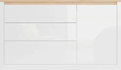 FORTE Sideboard »Sideboard, grifflos, Beleuchtung inklusive« B/H/T 156,4/89,8/41,6 cm, Front glänzend