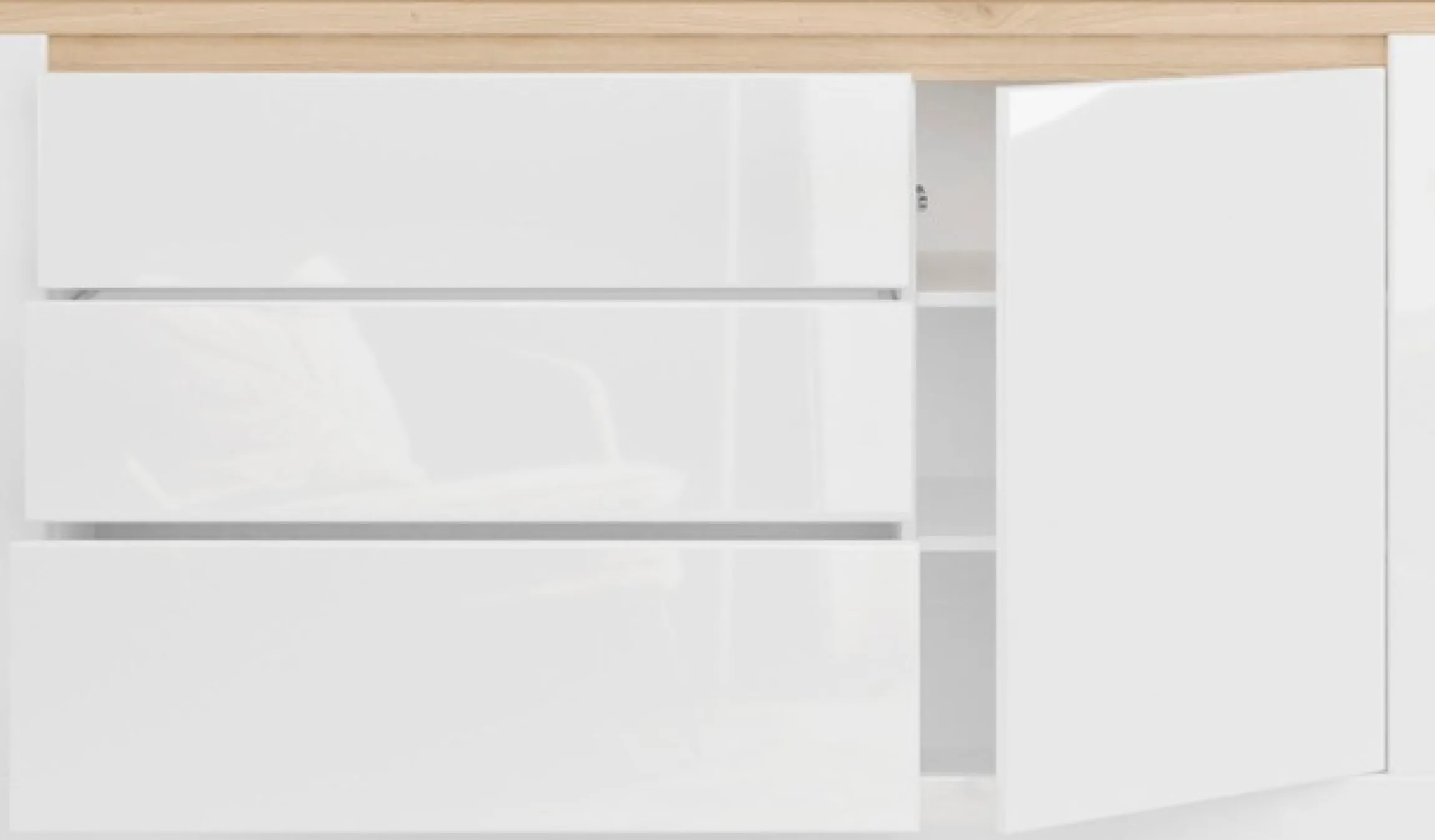 FORTE Sideboard »Sideboard, grifflos, Beleuchtung inklusive« B/H/T 156,4/89,8/41,6 cm, Front glänzend